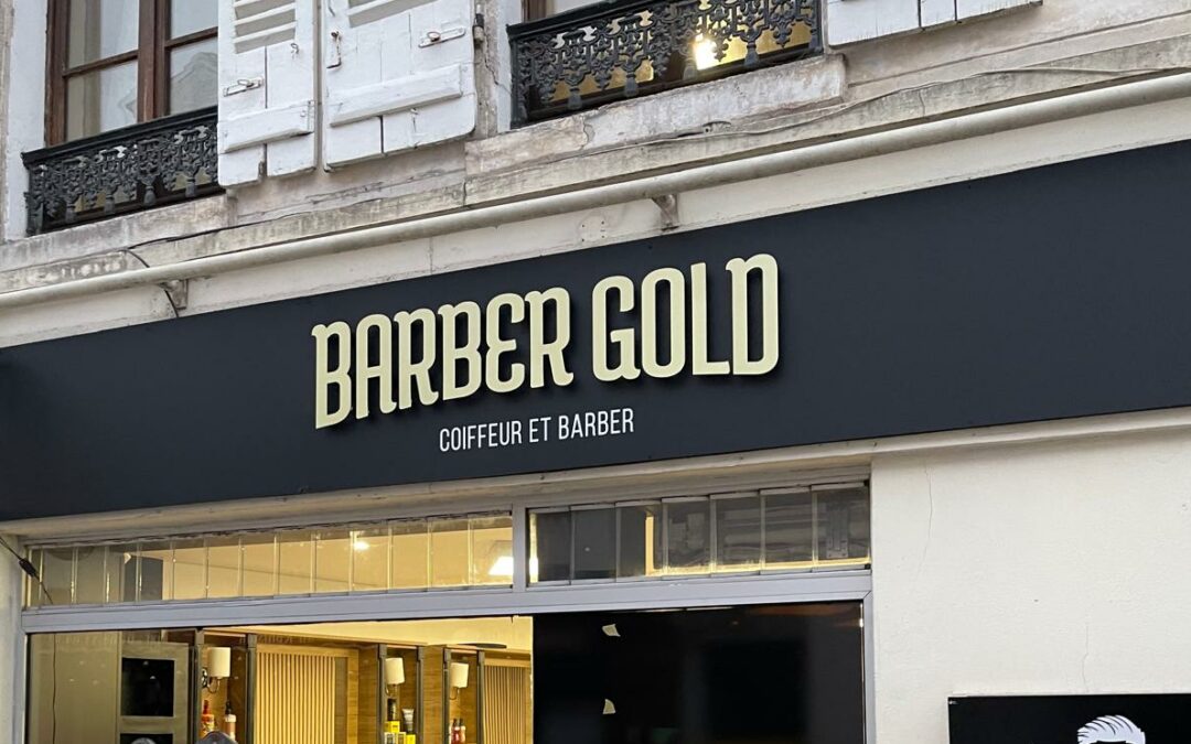 Enseigne Barber Gold salon de coiffure à Meaux 77